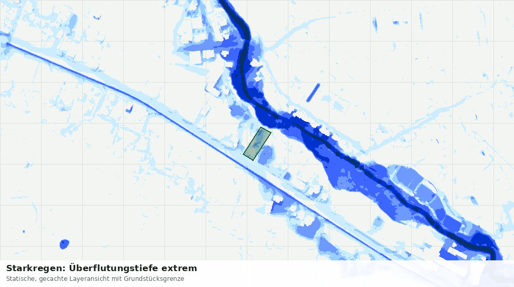 Statische Kartenansicht: Starkregen: Überflutungstiefe extrem