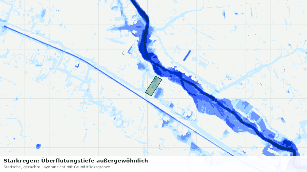 Statische Kartenansicht: Starkregen: Überflutungstiefe außergewöhnlich