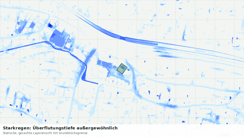 Statische Kartenansicht: Starkregen: Überflutungstiefe außergewöhnlich