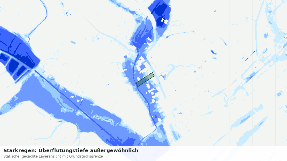 Statische Kartenansicht: Starkregen: Überflutungstiefe außergewöhnlich