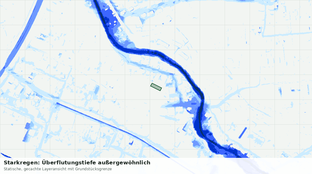 Statische Kartenansicht: Starkregen: Überflutungstiefe außergewöhnlich