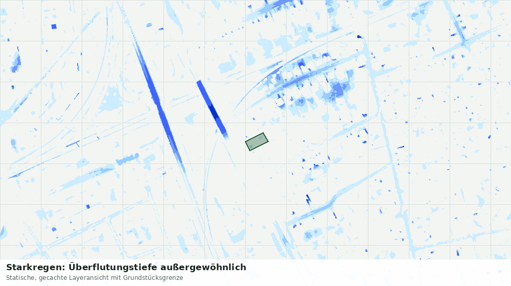 Statische Kartenansicht: Starkregen: Überflutungstiefe außergewöhnlich