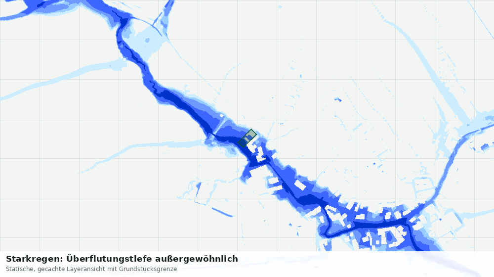 Statische Kartenansicht: Starkregen: Überflutungstiefe außergewöhnlich