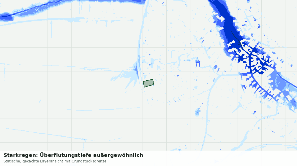 Statische Kartenansicht: Starkregen: Überflutungstiefe außergewöhnlich