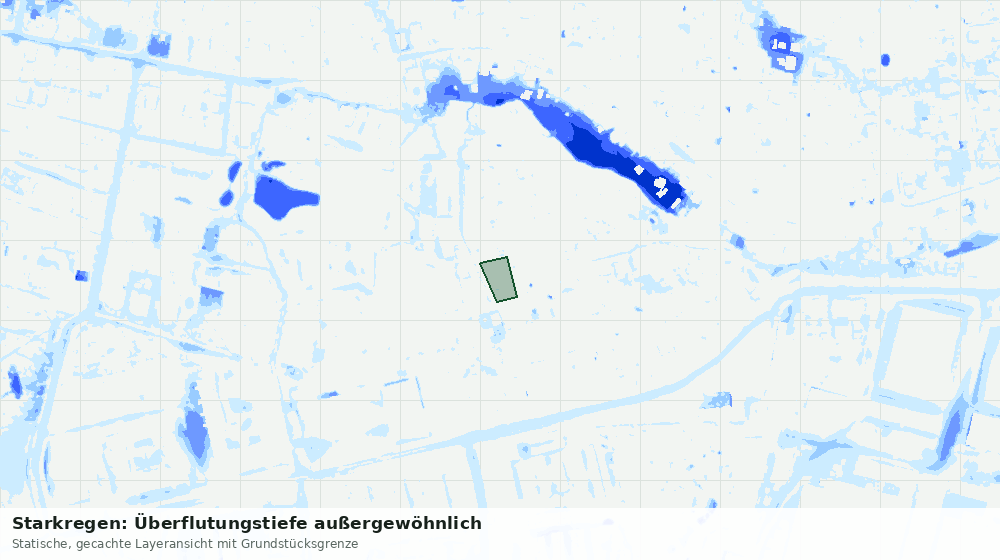 Statische Kartenansicht: Starkregen: Überflutungstiefe außergewöhnlich