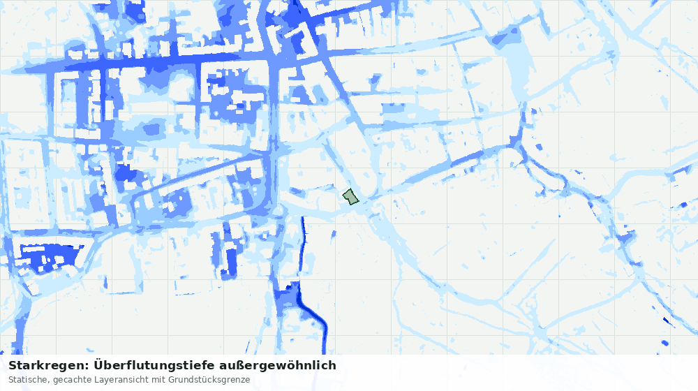Statische Kartenansicht: Starkregen: Überflutungstiefe außergewöhnlich