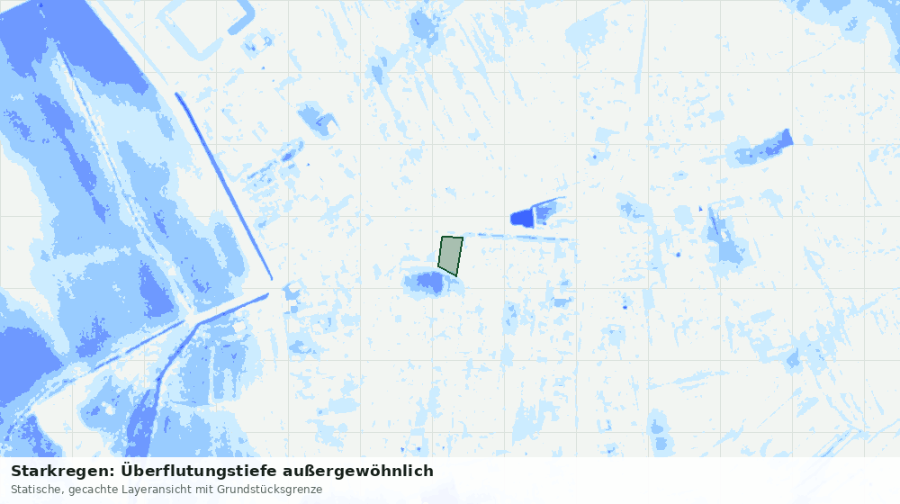 Statische Kartenansicht: Starkregen: Überflutungstiefe außergewöhnlich