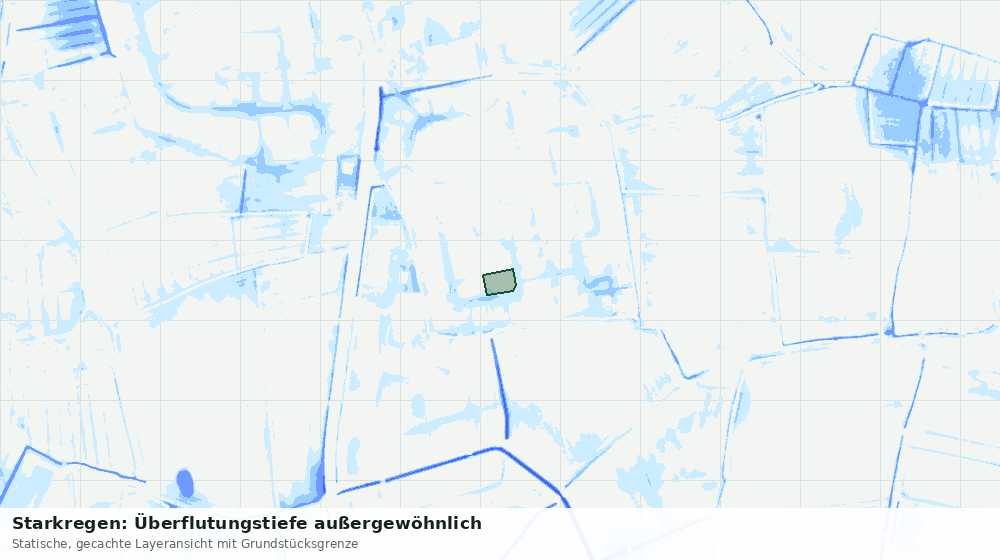 Statische Kartenansicht: Starkregen: Überflutungstiefe außergewöhnlich