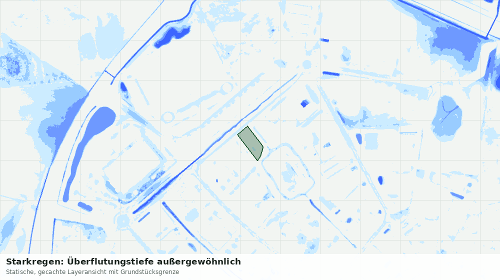 Statische Kartenansicht: Starkregen: Überflutungstiefe außergewöhnlich