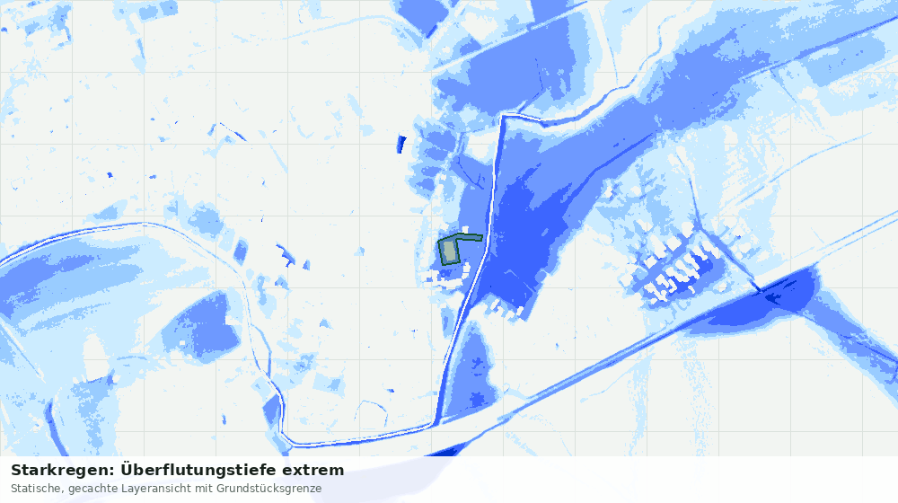 Statische Kartenansicht: Starkregen: Überflutungstiefe extrem