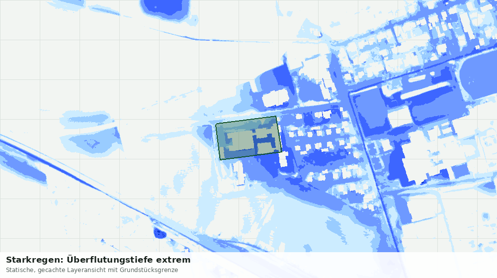 Statische Kartenansicht: Starkregen: Überflutungstiefe extrem