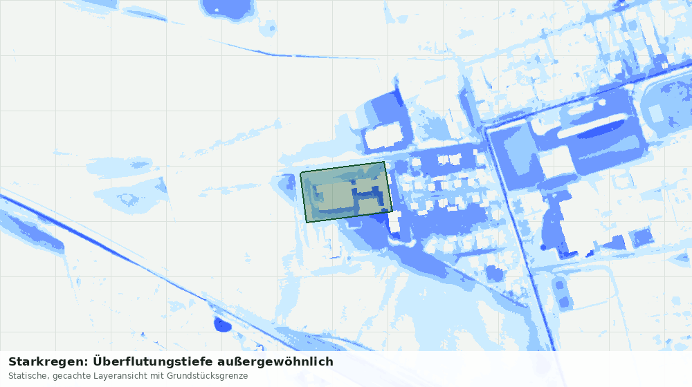 Statische Kartenansicht: Starkregen: Überflutungstiefe außergewöhnlich