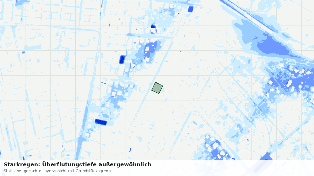 Statische Kartenansicht: Starkregen: Überflutungstiefe außergewöhnlich
