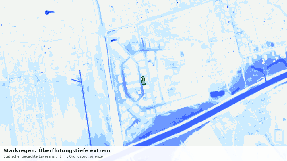 Statische Kartenansicht: Starkregen: Überflutungstiefe extrem