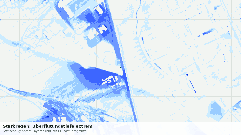 Statische Kartenansicht: Starkregen: Überflutungstiefe extrem
