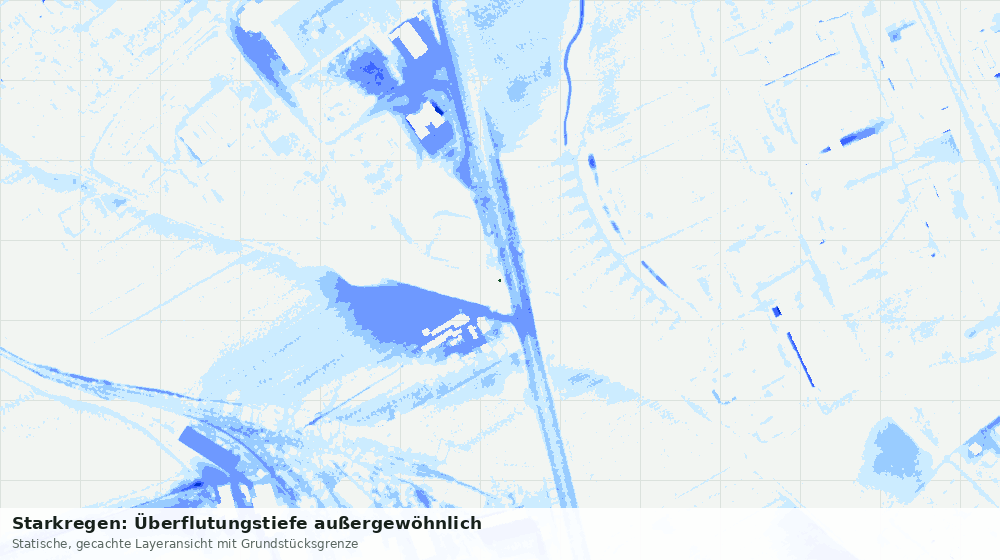Statische Kartenansicht: Starkregen: Überflutungstiefe außergewöhnlich