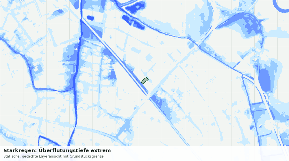 Statische Kartenansicht: Starkregen: Überflutungstiefe extrem