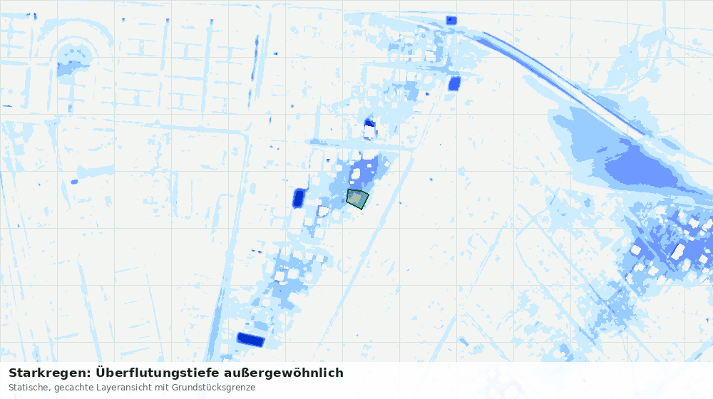 Statische Kartenansicht: Starkregen: Überflutungstiefe außergewöhnlich