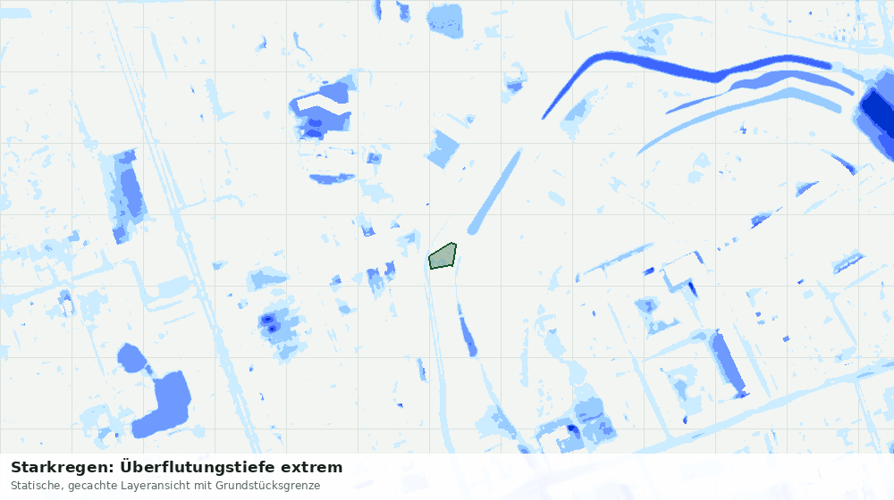 Statische Kartenansicht: Starkregen: Überflutungstiefe extrem