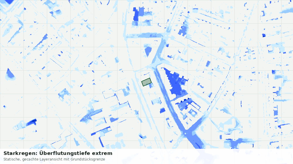 Statische Kartenansicht: Starkregen: Überflutungstiefe extrem