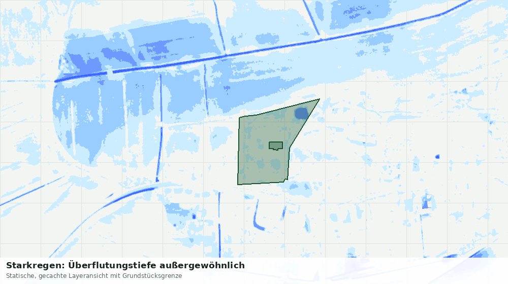 Statische Kartenansicht: Starkregen: Überflutungstiefe außergewöhnlich