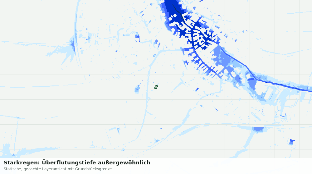 Statische Kartenansicht: Starkregen: Überflutungstiefe außergewöhnlich