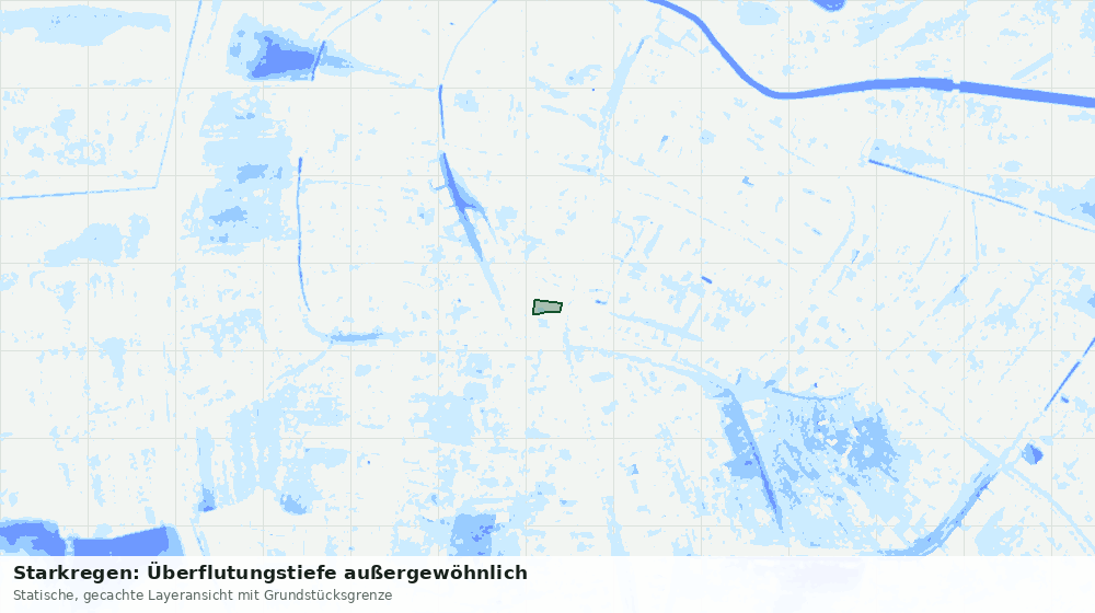 Statische Kartenansicht: Starkregen: Überflutungstiefe außergewöhnlich