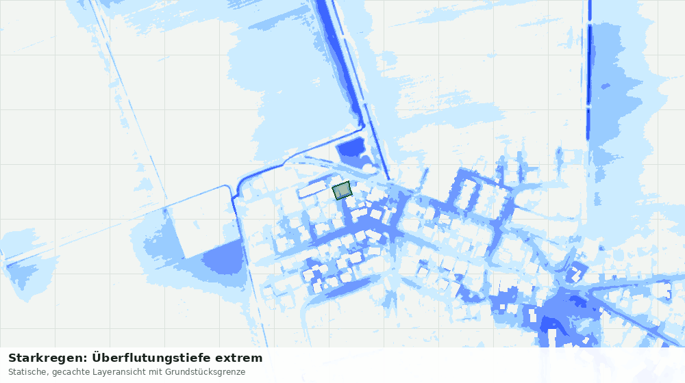 Statische Kartenansicht: Starkregen: Überflutungstiefe extrem