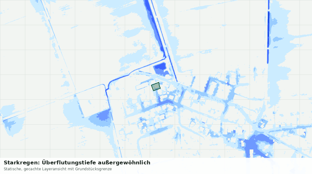Statische Kartenansicht: Starkregen: Überflutungstiefe außergewöhnlich