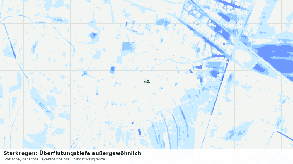 Statische Kartenansicht: Starkregen: Überflutungstiefe außergewöhnlich