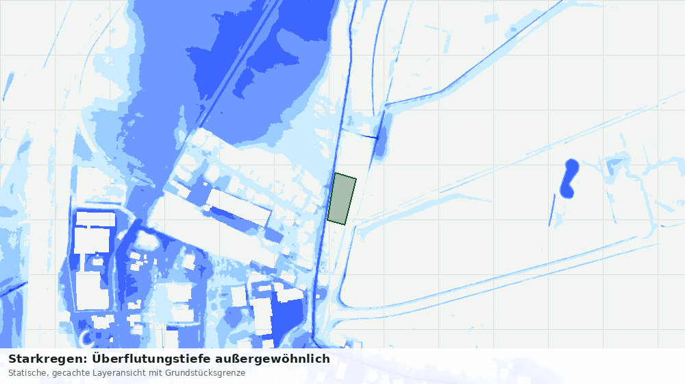 Statische Kartenansicht: Starkregen: Überflutungstiefe außergewöhnlich