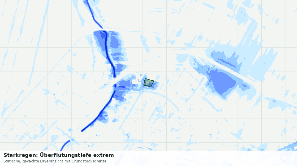 Statische Kartenansicht: Starkregen: Überflutungstiefe extrem