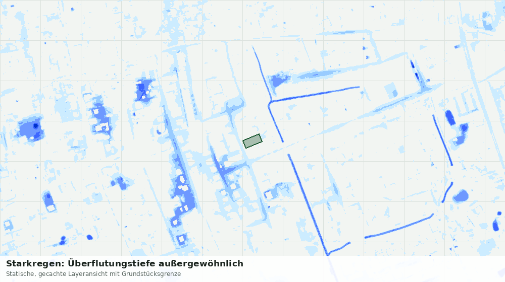 Statische Kartenansicht: Starkregen: Überflutungstiefe außergewöhnlich