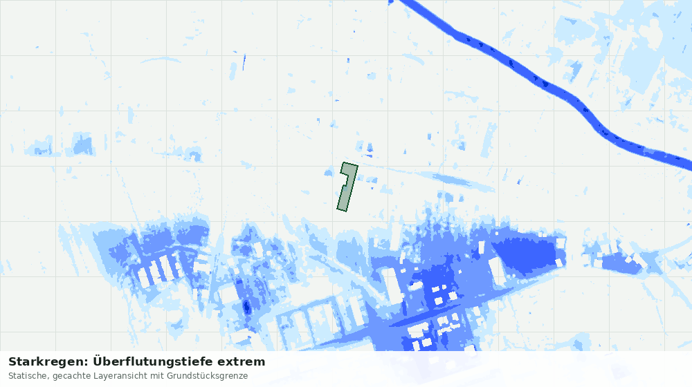Statische Kartenansicht: Starkregen: Überflutungstiefe extrem