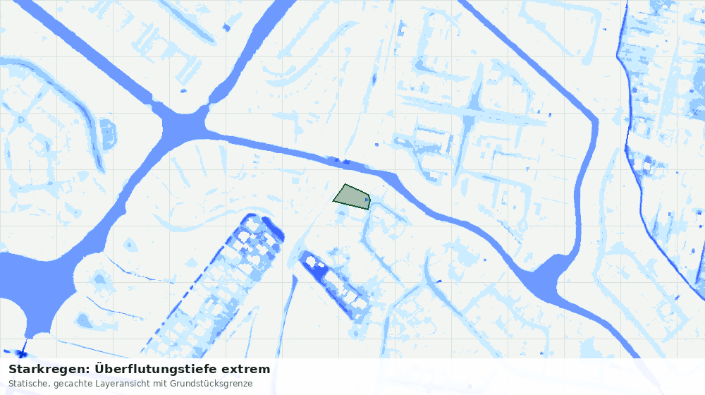 Statische Kartenansicht: Starkregen: Überflutungstiefe extrem