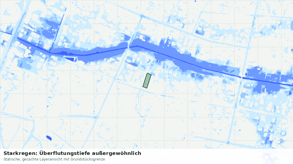 Statische Kartenansicht: Starkregen: Überflutungstiefe außergewöhnlich