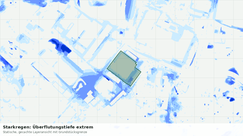 Statische Kartenansicht: Starkregen: Überflutungstiefe extrem