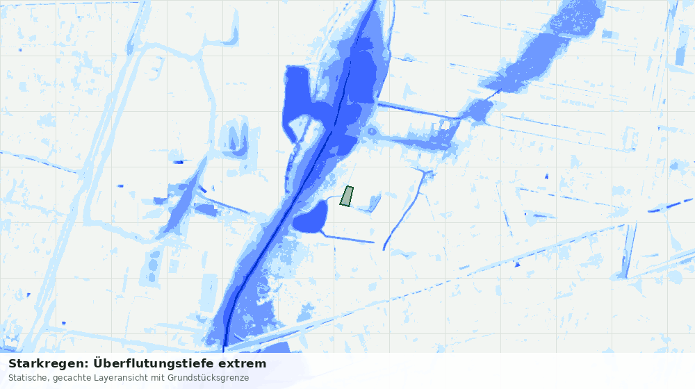 Statische Kartenansicht: Starkregen: Überflutungstiefe extrem