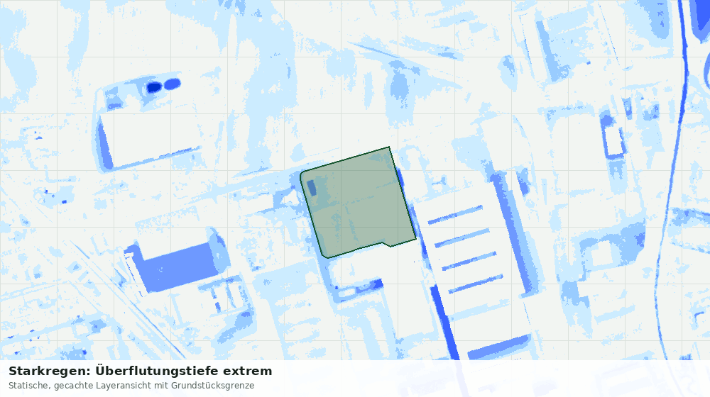 Statische Kartenansicht: Starkregen: Überflutungstiefe extrem
