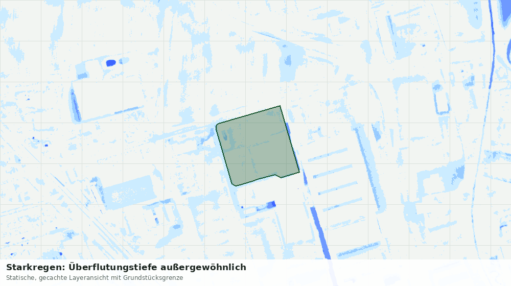 Statische Kartenansicht: Starkregen: Überflutungstiefe außergewöhnlich