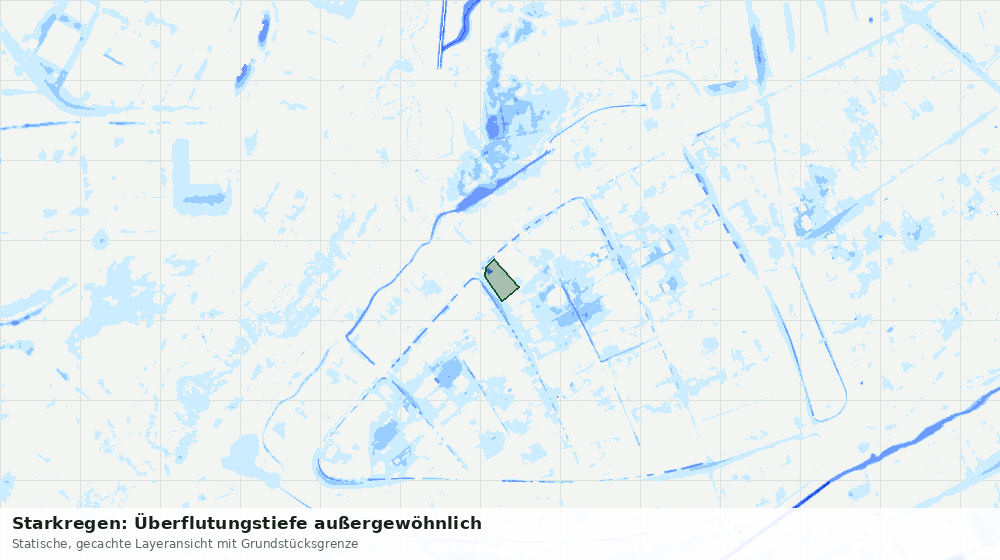 Statische Kartenansicht: Starkregen: Überflutungstiefe außergewöhnlich