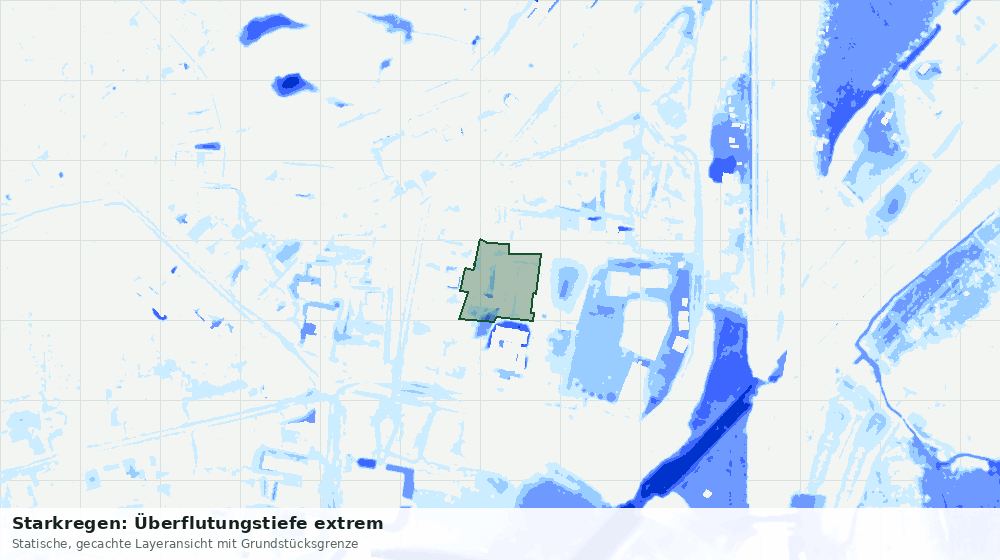 Statische Kartenansicht: Starkregen: Überflutungstiefe extrem