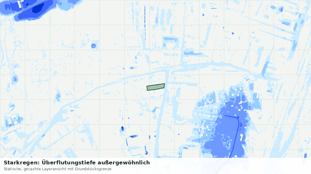 Statische Kartenansicht: Starkregen: Überflutungstiefe außergewöhnlich