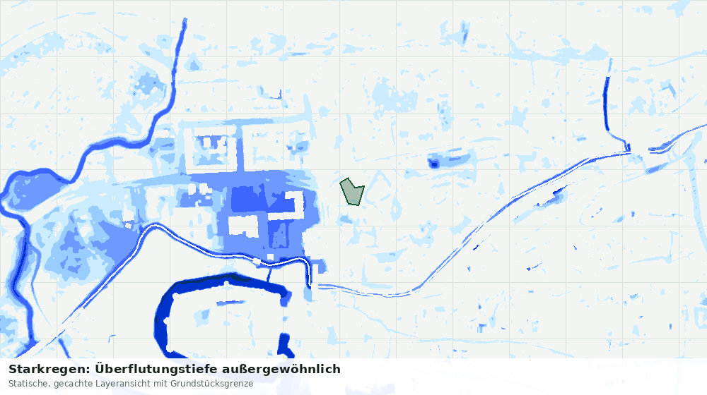 Statische Kartenansicht: Starkregen: Überflutungstiefe außergewöhnlich