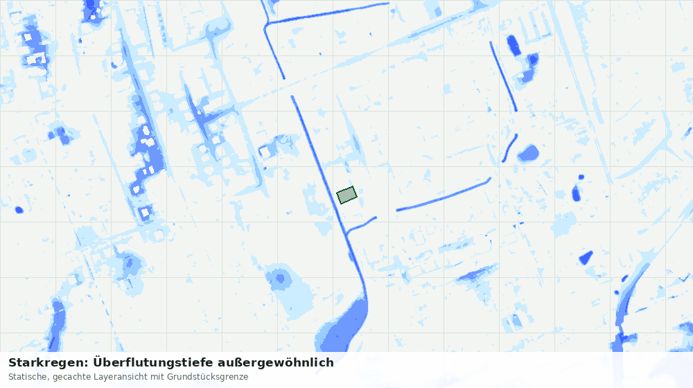 Statische Kartenansicht: Starkregen: Überflutungstiefe außergewöhnlich
