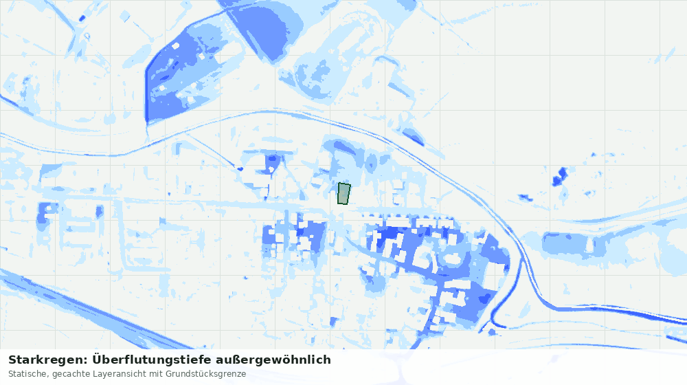 Statische Kartenansicht: Starkregen: Überflutungstiefe außergewöhnlich
