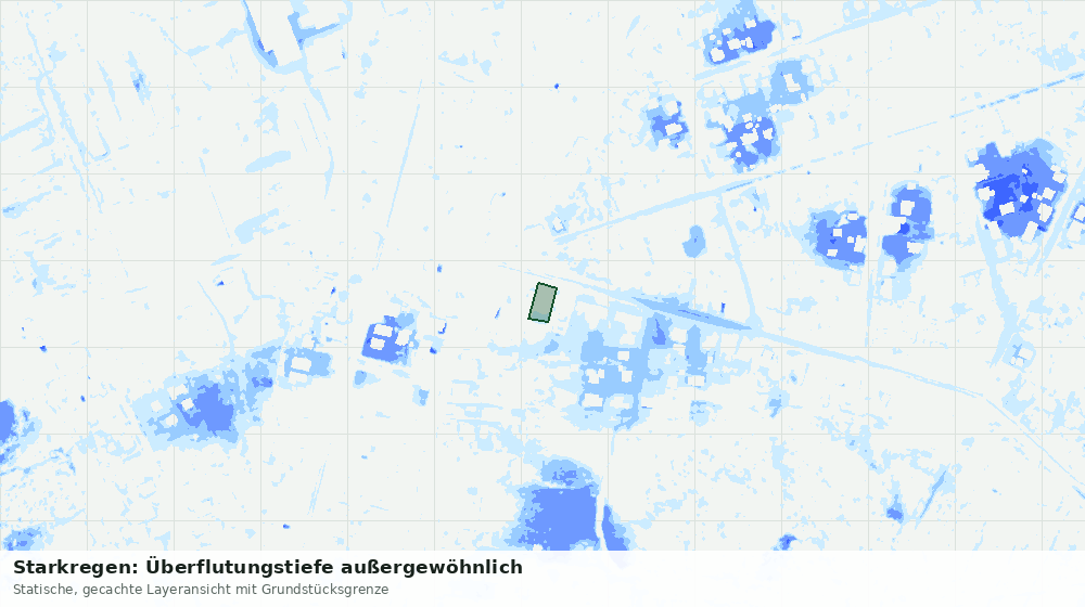Statische Kartenansicht: Starkregen: Überflutungstiefe außergewöhnlich