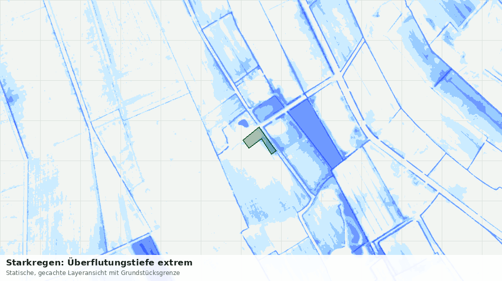 Statische Kartenansicht: Starkregen: Überflutungstiefe extrem