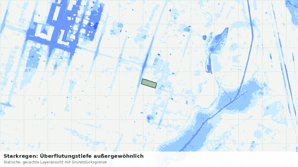 Statische Kartenansicht: Starkregen: Überflutungstiefe außergewöhnlich