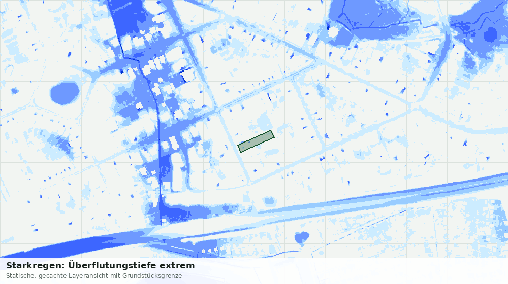 Statische Kartenansicht: Starkregen: Überflutungstiefe extrem